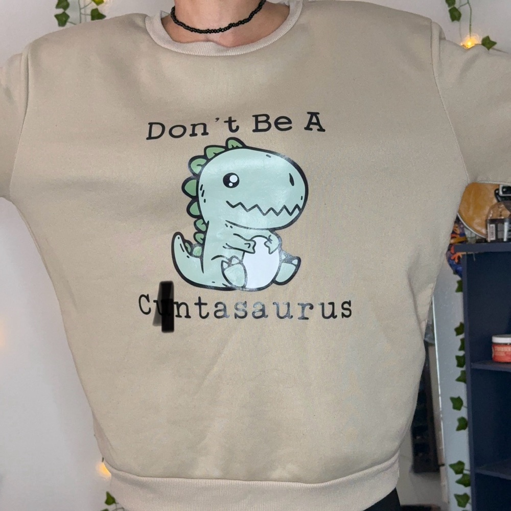 Oversized sweatshirt. Funny.